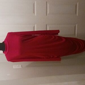 Madrag Red Long Sleeves Mock neck Ruched Sided and Bottom.